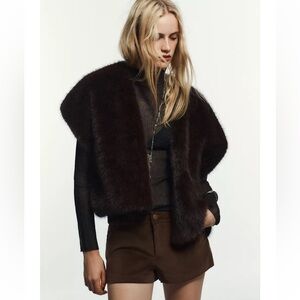 NWT Zara Faux Fur Vest